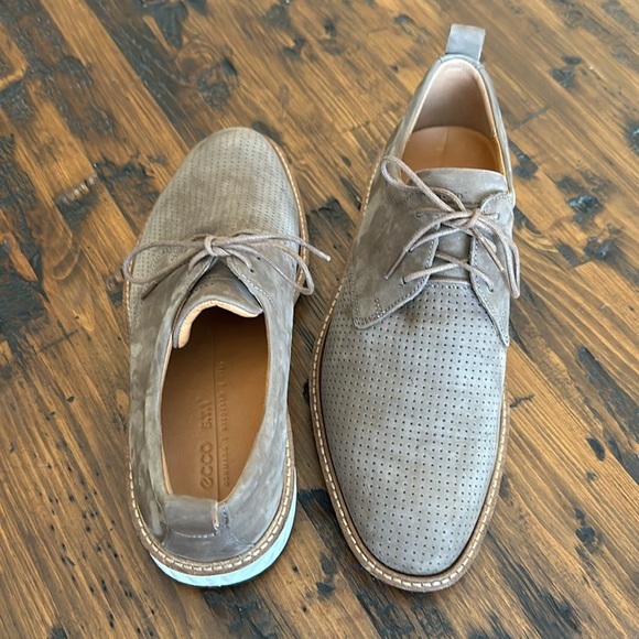 ECCO Men's St.1 Hybrid Plain Toe Oxford Birch Perforated Nubuck Loafers - Picture 8 of 9